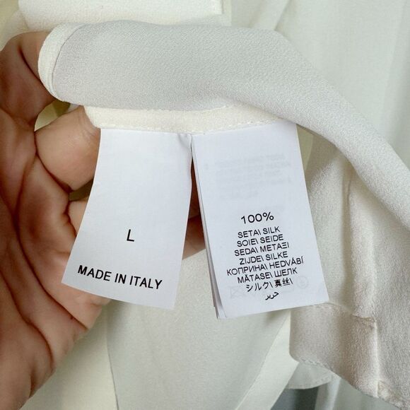 BRUNELLO CUCINELLI | NEW Waterfall Cream Wrap Silk Blouse Women’s Size Large - Picture 12 of 13